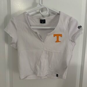 White Crop Top with University of Tennessee Logo